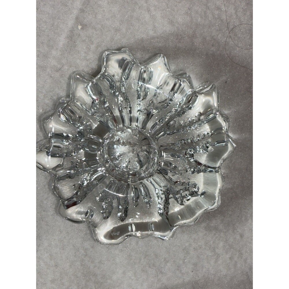 Set 2 Clear Glass Long Taper Candle Holders Floral Starburst Tea Light Decor - Picture 8 of 16